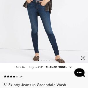 Madewell size 32 8” skinny jeans